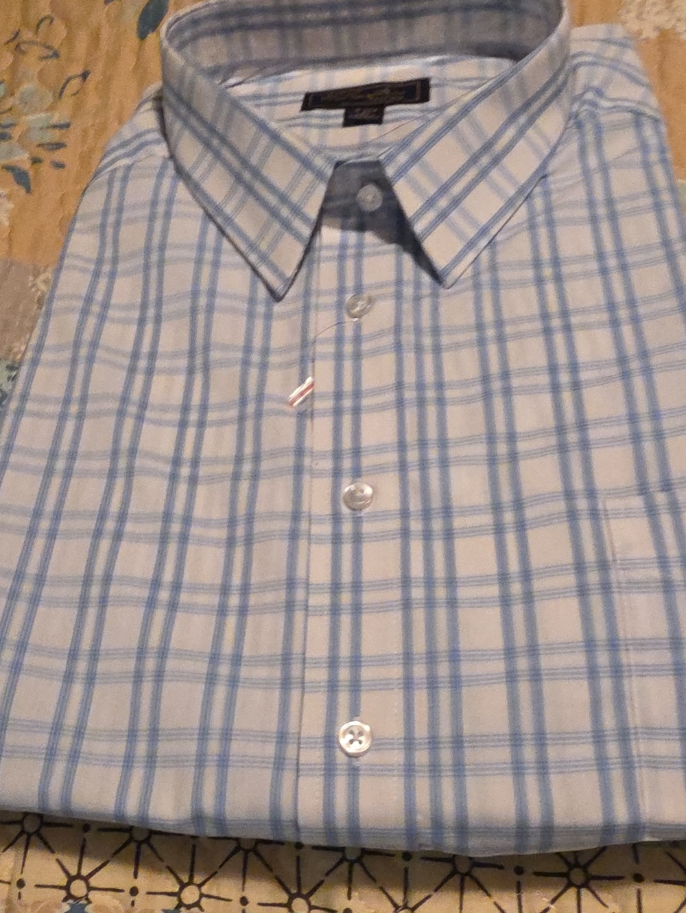 Men's Light Blue Plaid Dress Shirt - Classic Collared Button-Up